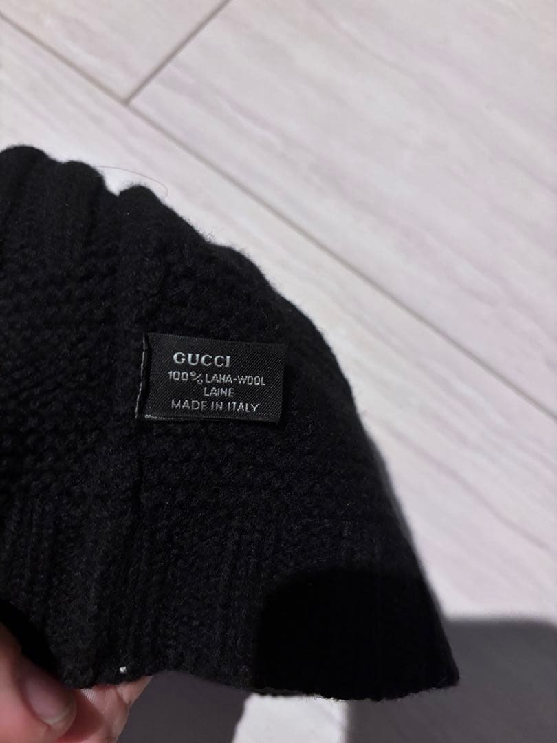 GUCCI グッチ　ビーニー　ニットキャップ　gg 金具　ブラック