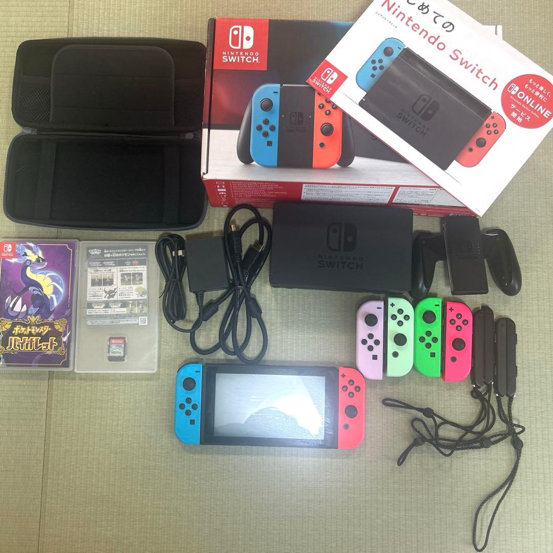 任天堂Switch 本体箱あり　ポケモンのカセットとコントローラー2個付き