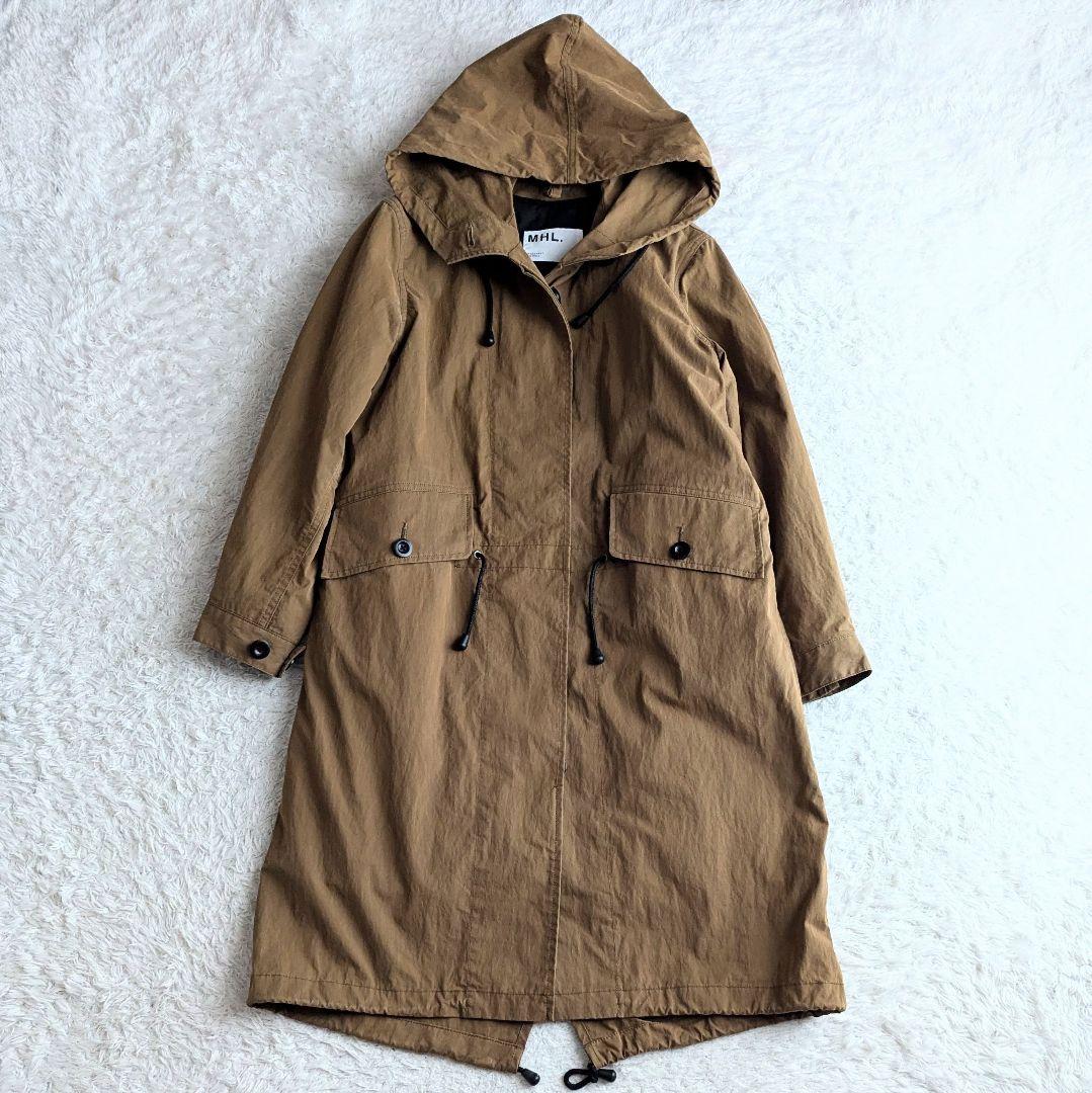 MHL. 中綿ライナー フード付き 2way モッズコート アウター 茶 S