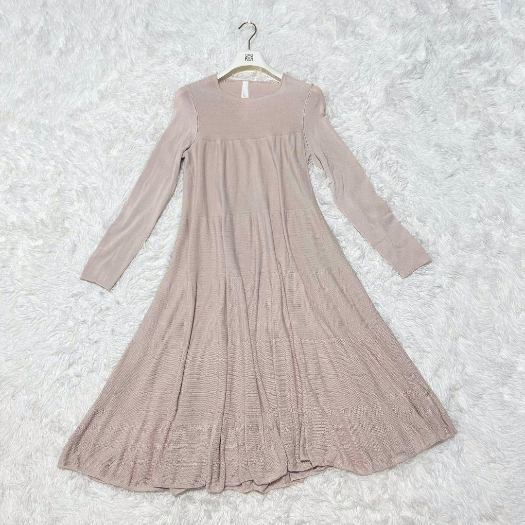 Merlette マーレット フレア ニット ロングワンピース S ピンク