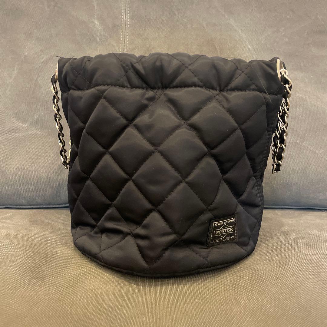 PORTER ブラック キルティング 巾着