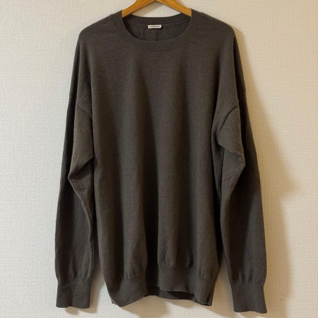 H*】様 cash & barba モンゴリアンカシミヤ エルボーパッチ クルー