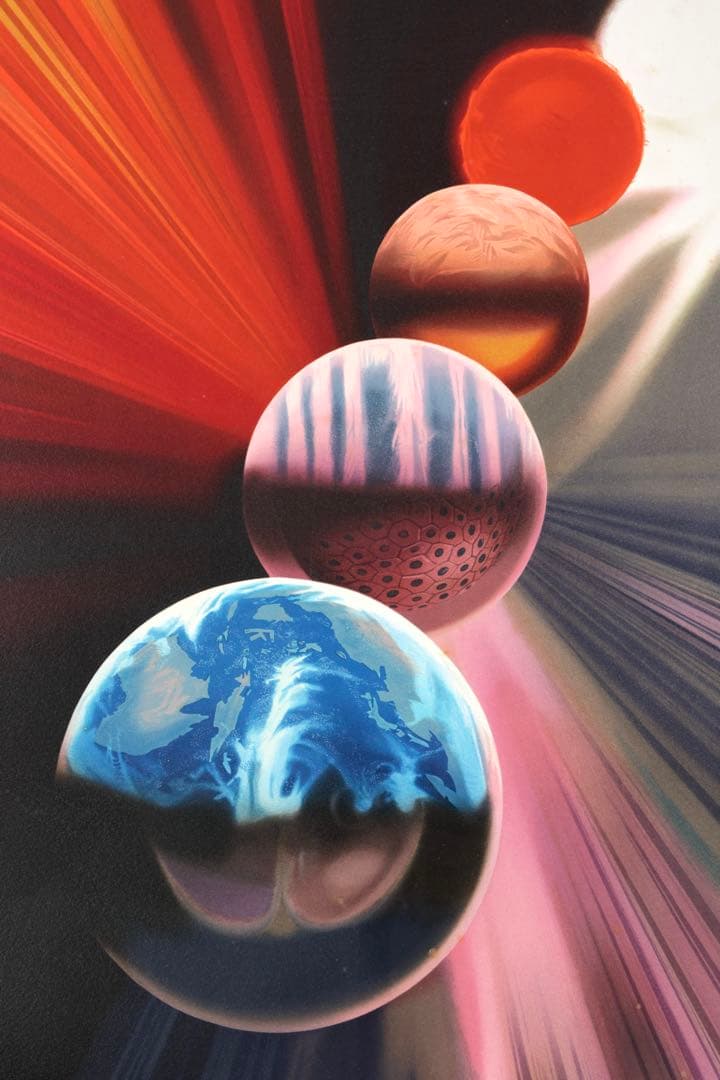 長岡秀星 リトグラフ「星の移り変り」224/300 直筆サイン 額装 箱付