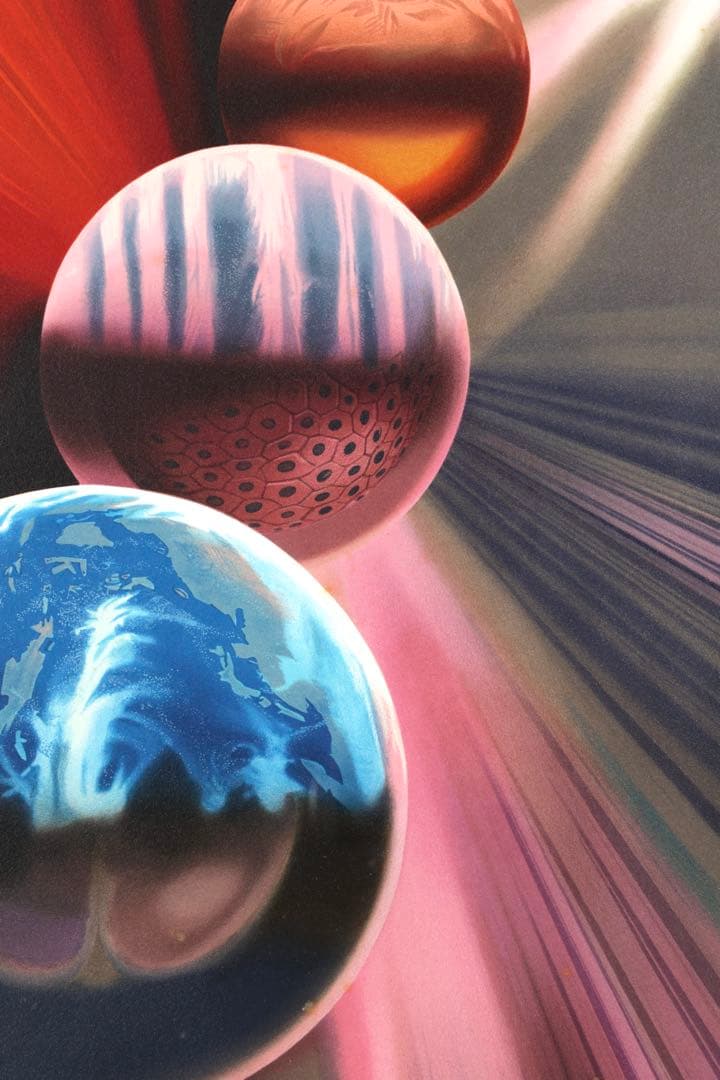 長岡秀星 リトグラフ「星の移り変り」224/300 直筆サイン 額装 箱付