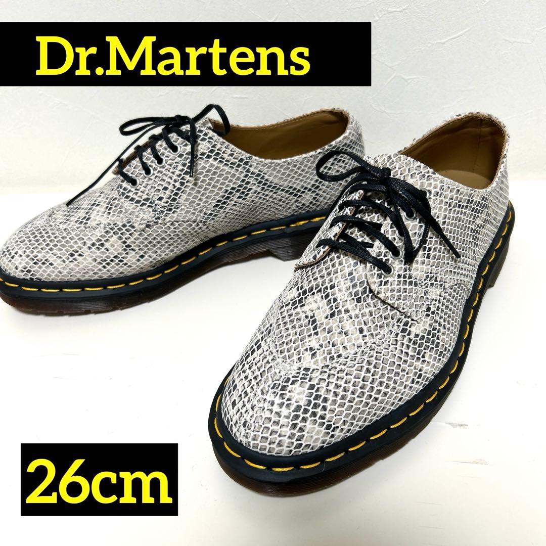 ドクターマーチン 3ホール スネーク柄 レザーシューズ 26cm ホワイト