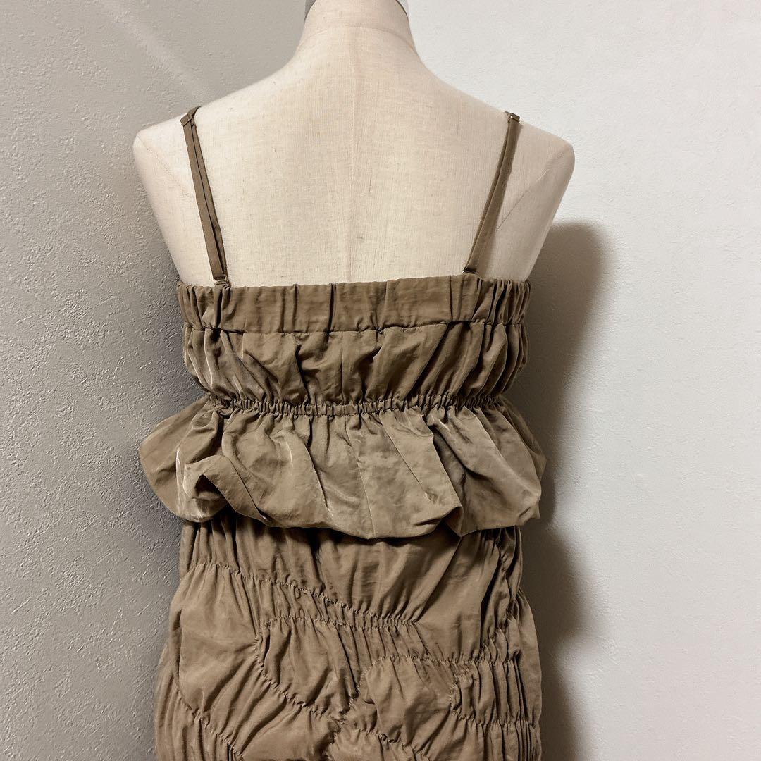 ANDRESD ベージュrandom shirring setup dress