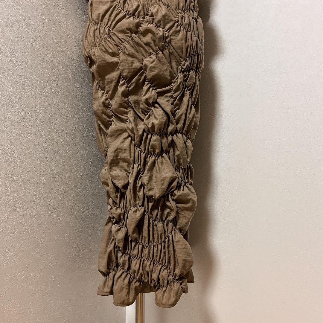 ANDRESD ベージュrandom shirring setup dress