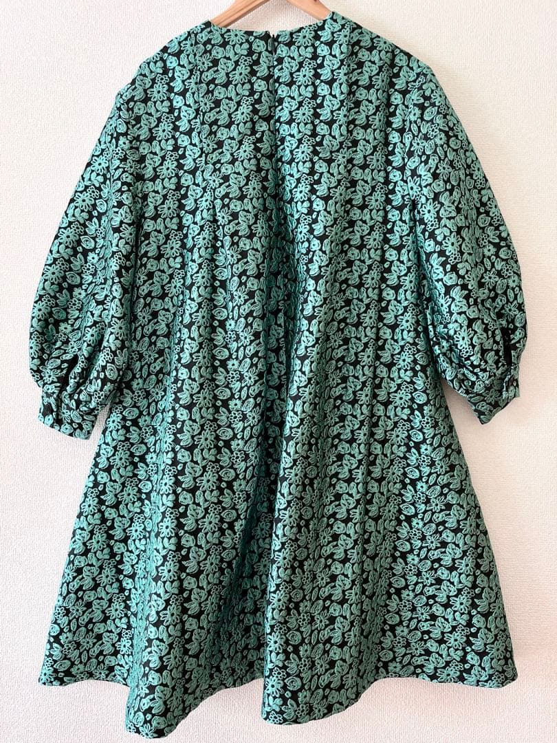 SANSeLF ジャガードフラワードレス　ロング丈　グリーン　花柄　ワンピース