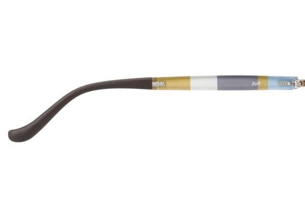 Zoff ゾフ 度入り マルチストライプ メタルフレーム メガネ オリーブ