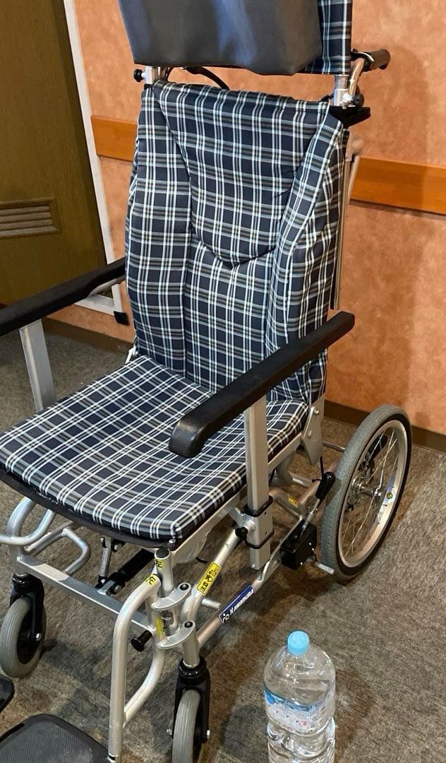 カワムラリクライニング介助用車椅子 チェック柄 アルミフレーム　KXLシリーズ