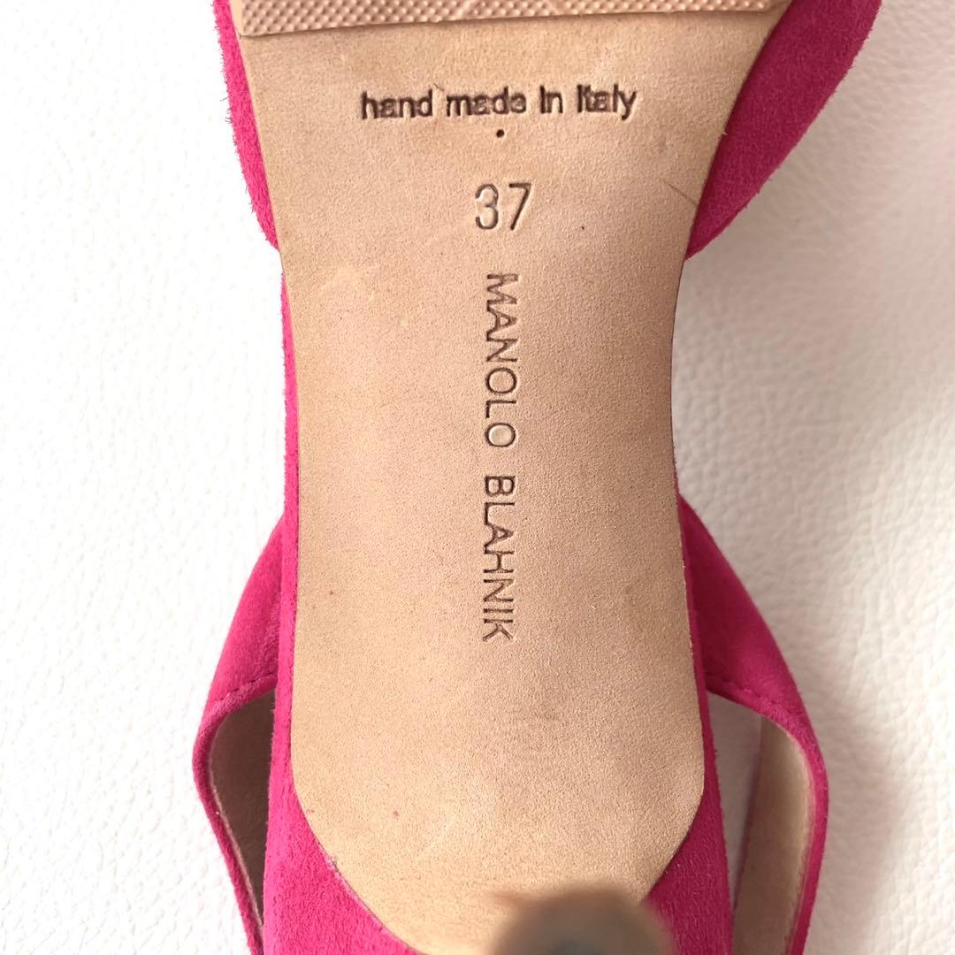 美品＊マノロブラニク キャロリン バッグストラップ【37】ピンク