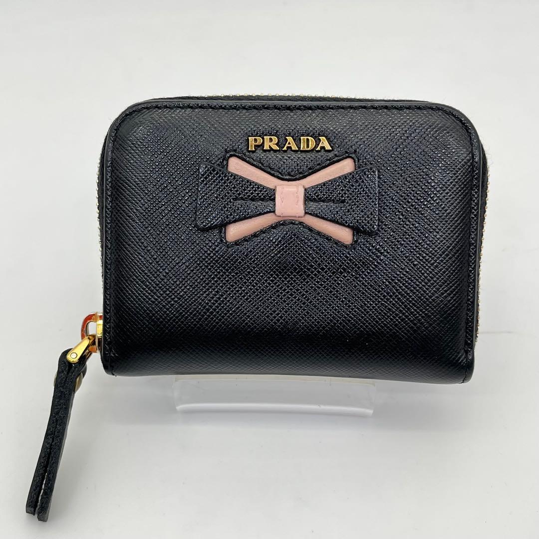 PRADA ケース カードケース ラウンドファスナー ロゴ金具 付属品付き