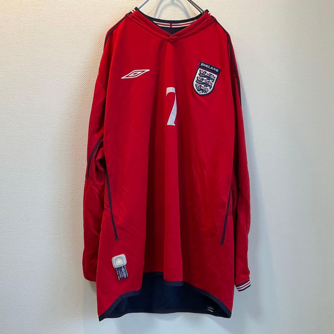 イングランド代表 BECKHAM 7 XL相当 シャツ　長袖　リバーシブル　刺繍