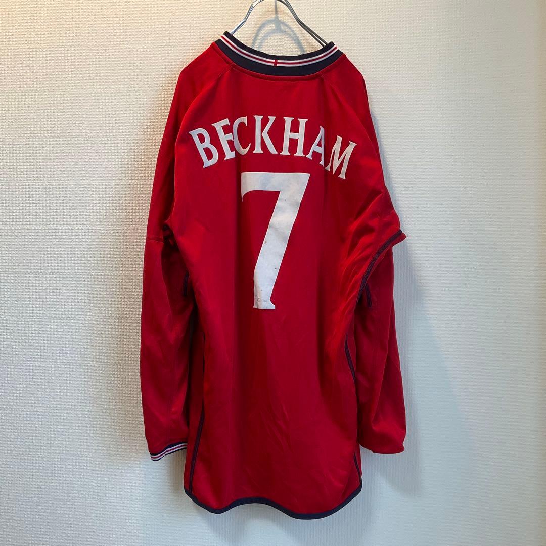 イングランド代表 BECKHAM 7 XL相当 シャツ　長袖　リバーシブル　刺繍