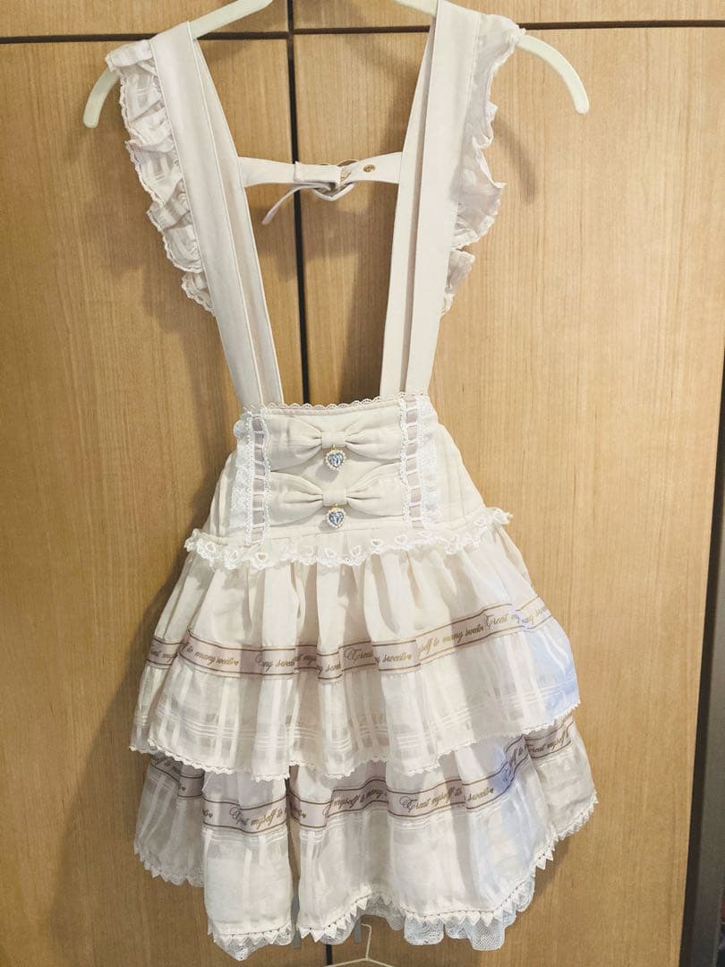 リズリサ　サスペンダー　ピンクメッセージリボンシアーチェックスカパン　未使用