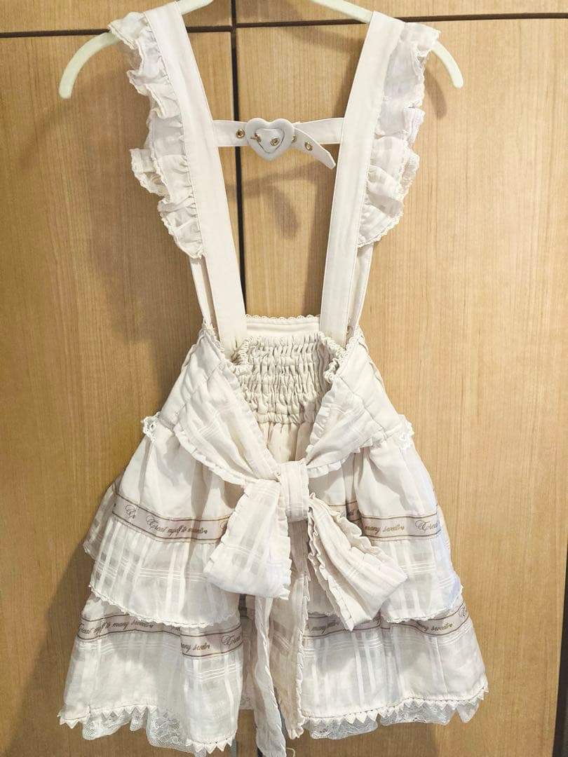 リズリサ　サスペンダー　ピンクメッセージリボンシアーチェックスカパン　未使用