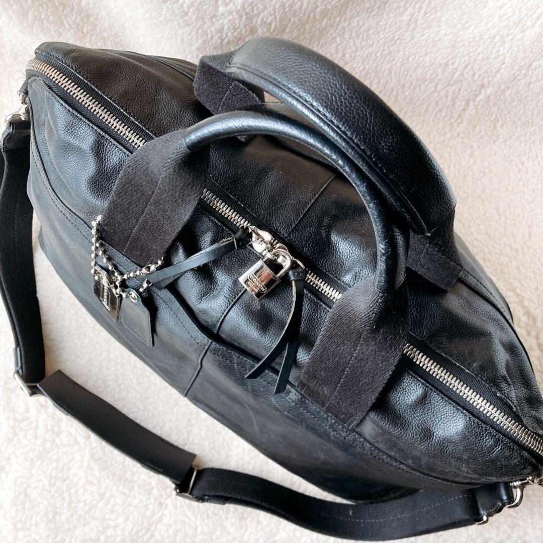COACH コーチ 2way ボストンバッグ 南京錠 鍵 カデナ 黒 大容量収納