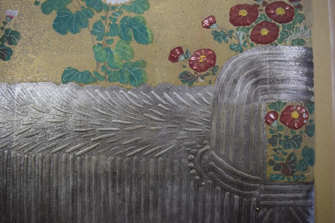 【模写】伊藤若冲/菊図/屏風ハガシ/四曲用マクリです/掛軸☆宝船☆Z-368