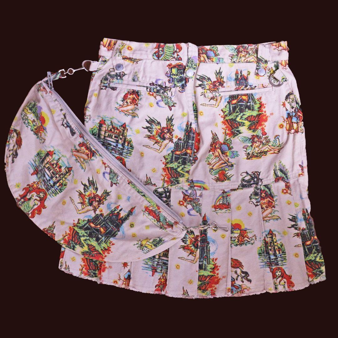 新品 初期ヒステリックグラマー メデューサ 人魚プリント ポーチ付 ミニスカート