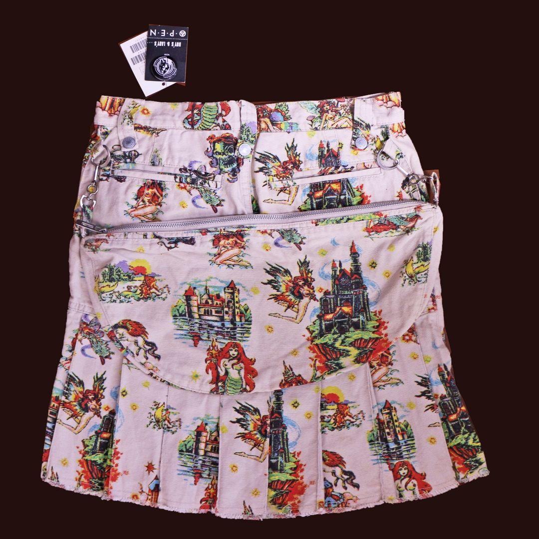 新品 初期ヒステリックグラマー メデューサ 人魚プリント ポーチ付 ミニスカート
