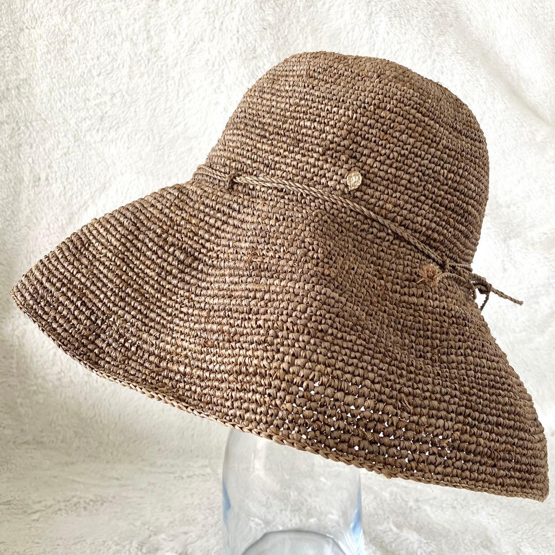 ヘレンカミンスキー ラフィア ローラブル パッカブルハット グレーブラウン