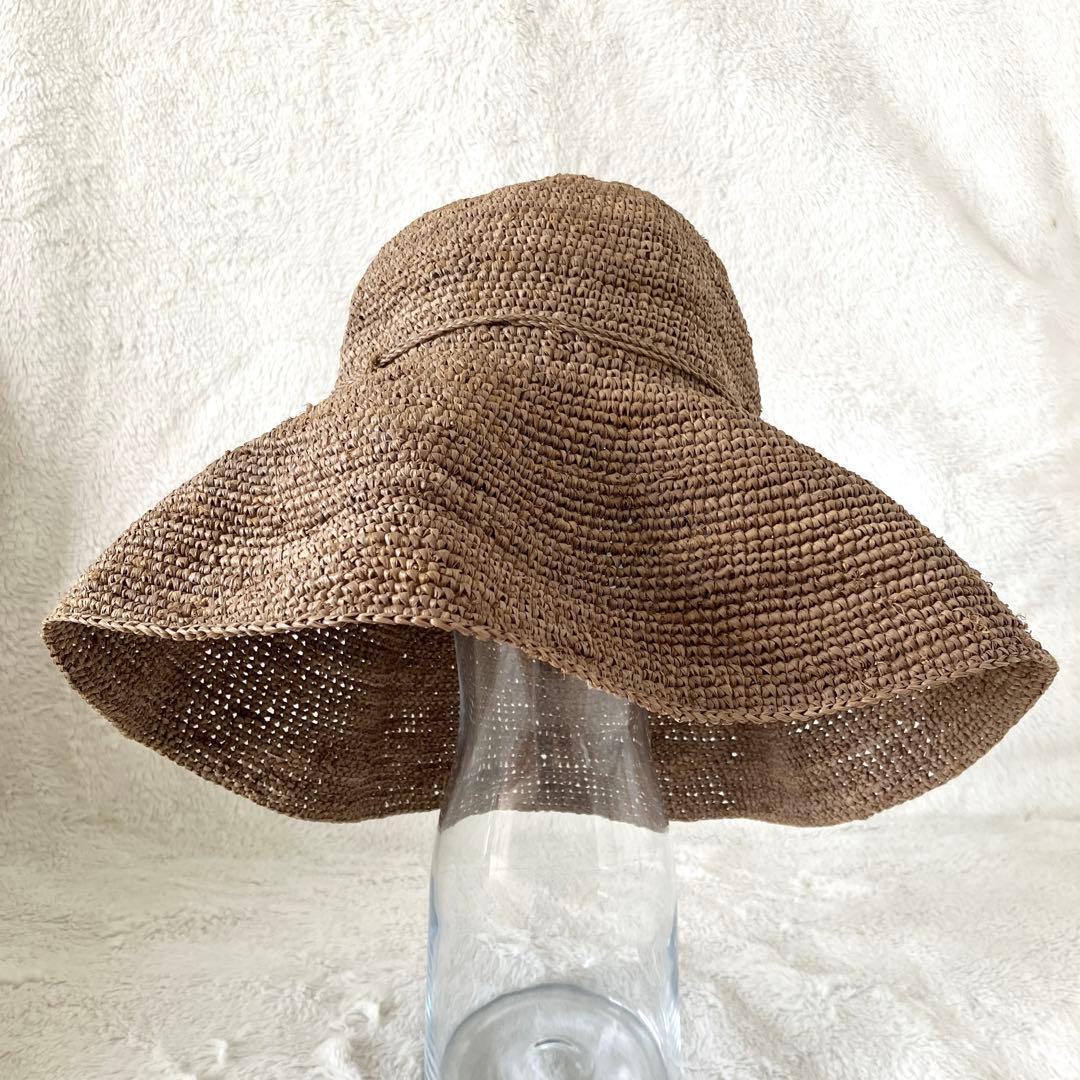 ヘレンカミンスキー ラフィア ローラブル パッカブルハット グレーブラウン