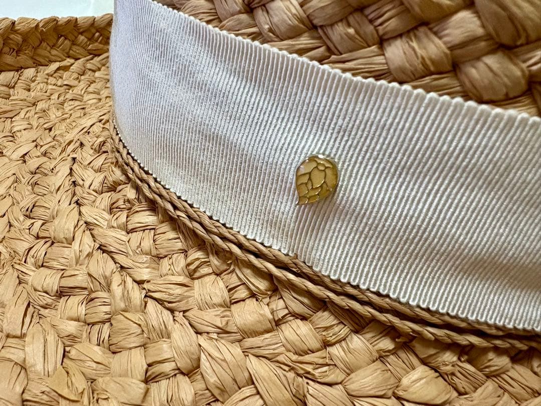 【美品】HELEN KAMINSKI ラフィア　ヘリンボーン　ハット　後リボン