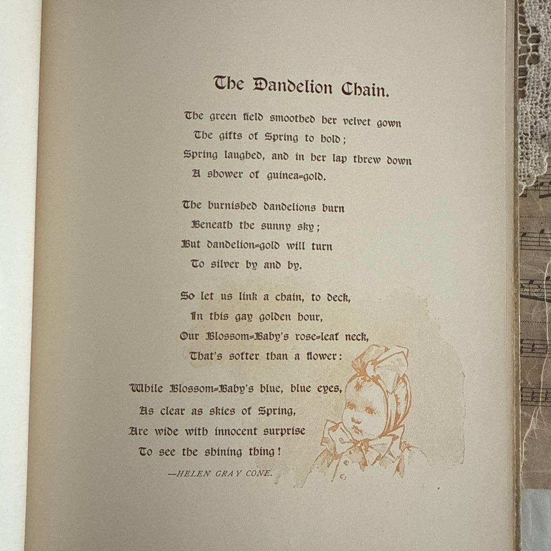 稀少1889年アンティーク美しい挿絵の絵本　洋書　古書ジャンクジャーナル額装に