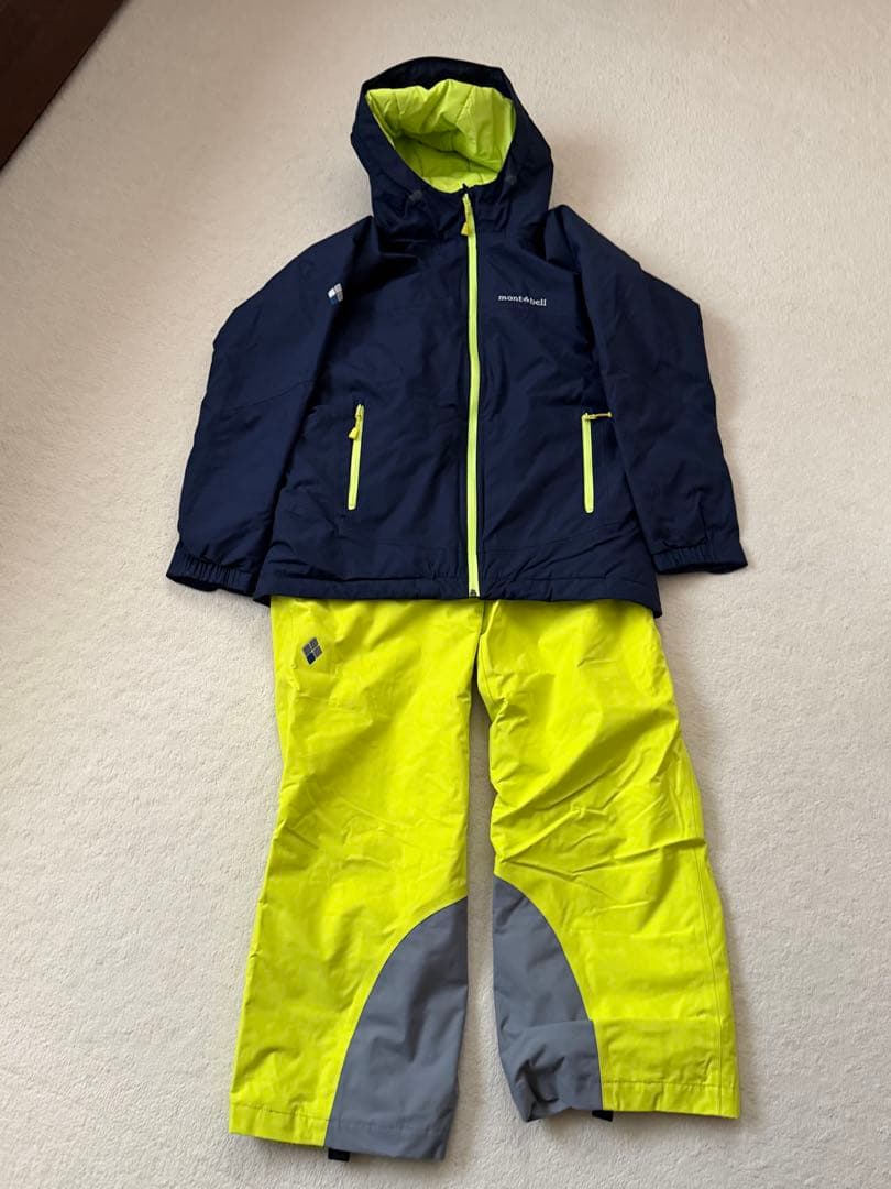美品 mont-bell モンベル 150 キッズパウダーステップ　上下セット