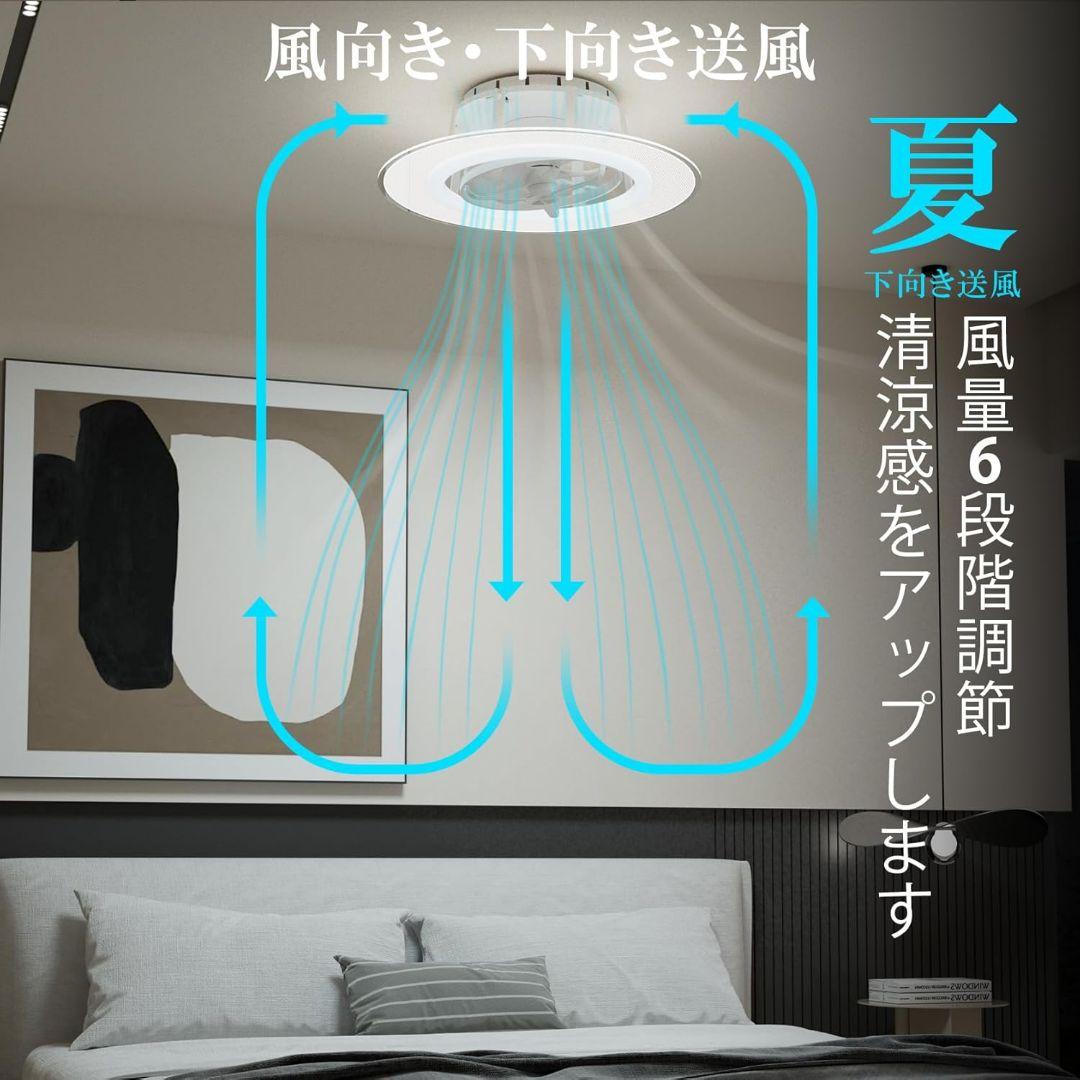 空調効率アップ✨シーリングファン　12畳用　首振り　静音　4500lm 正逆回転