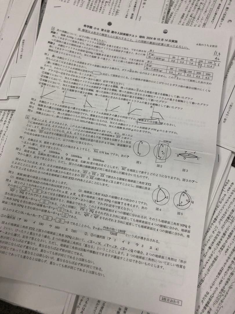 希学園　小６　灘中入試実戦テスト６回/プレ灘中入試２回　２０２４年度版　中古