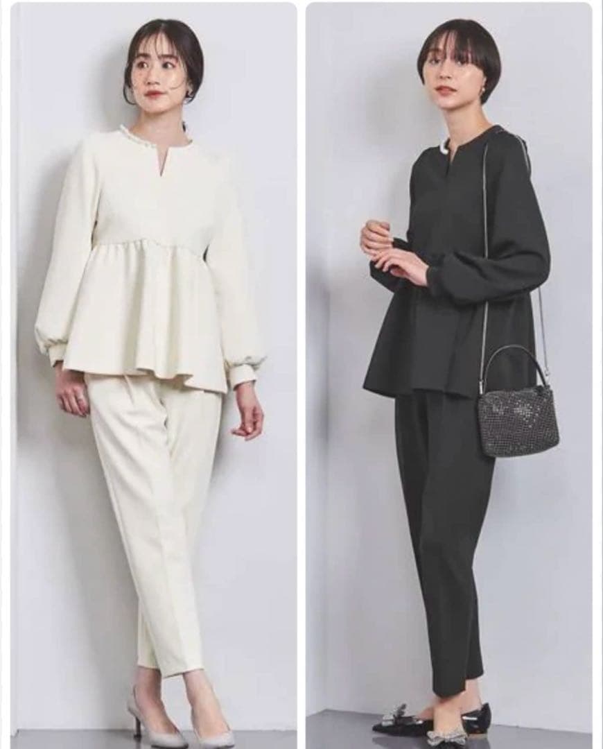 新品タグ付き　パールモチーフペプラムヴラウス