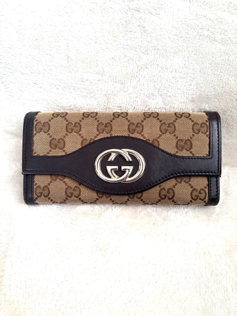 マ*ン様 GUCCI GGキャンバス 長財布 箱付き 正規品　インターロッキング