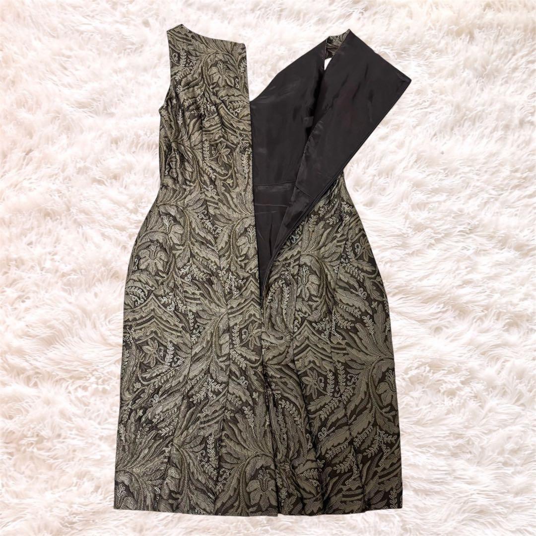 MaxMara 白タグ 最高級 ノースリーブ ワンピース シルク混 総柄 ひざ丈