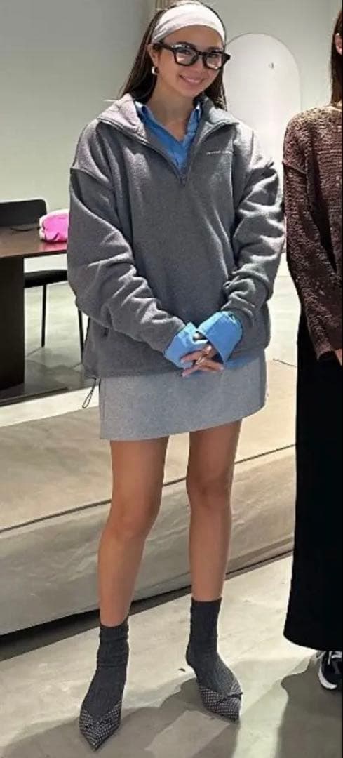 完売　room 306 コンテンポラリーグレー フロントジップ タイトスカート