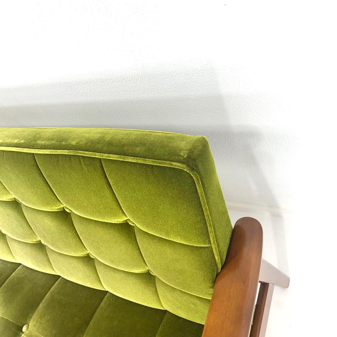 【送料込み】カリモク60 Kチェア　2シーター　モケットグリーン