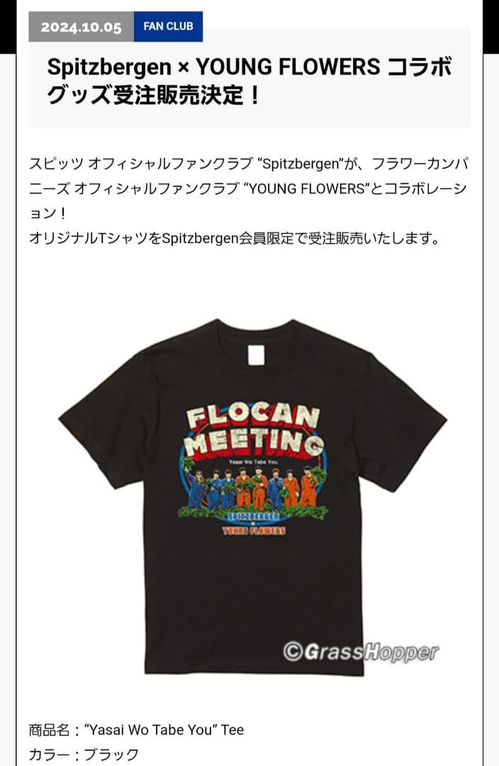 スピッツ/フラカン コラボTシャツMサイズ(ベルゲン受注販売)