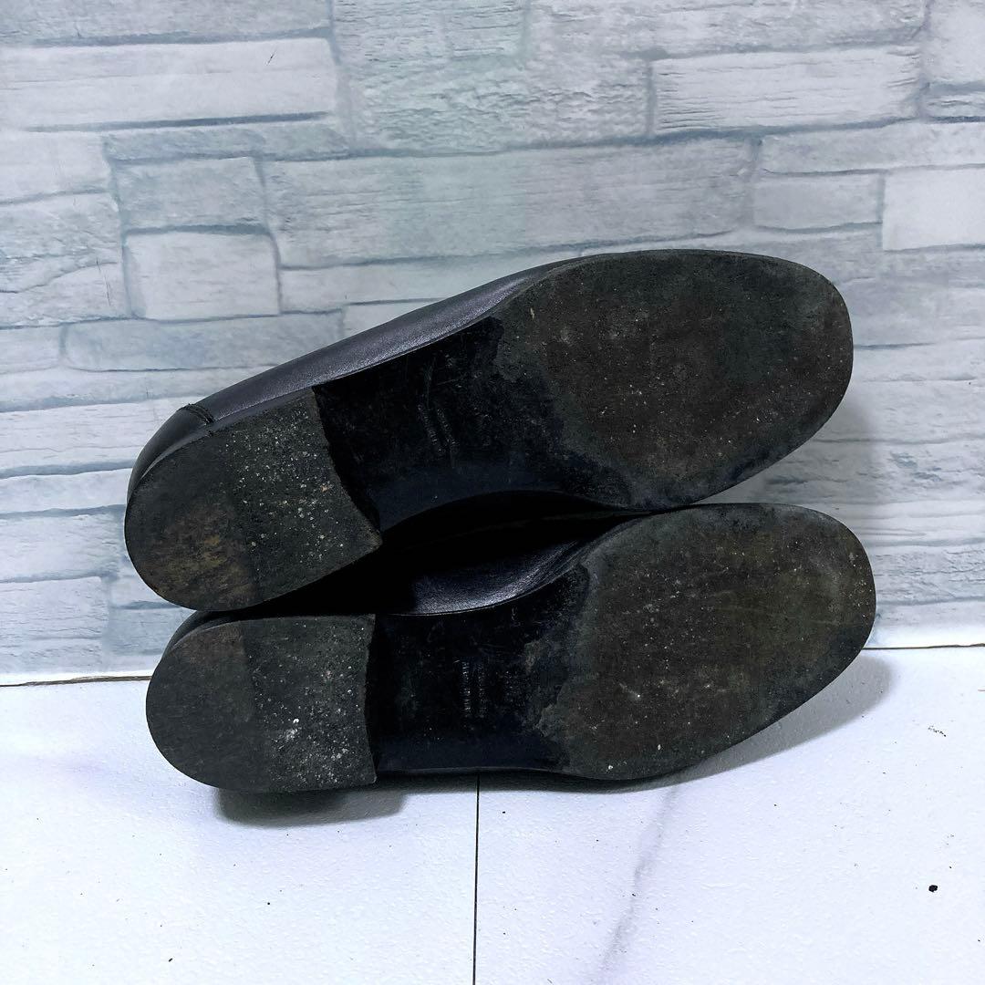 高級 HERMES エルメス モカシンパリ ローファー 黒 シルバー 23.5