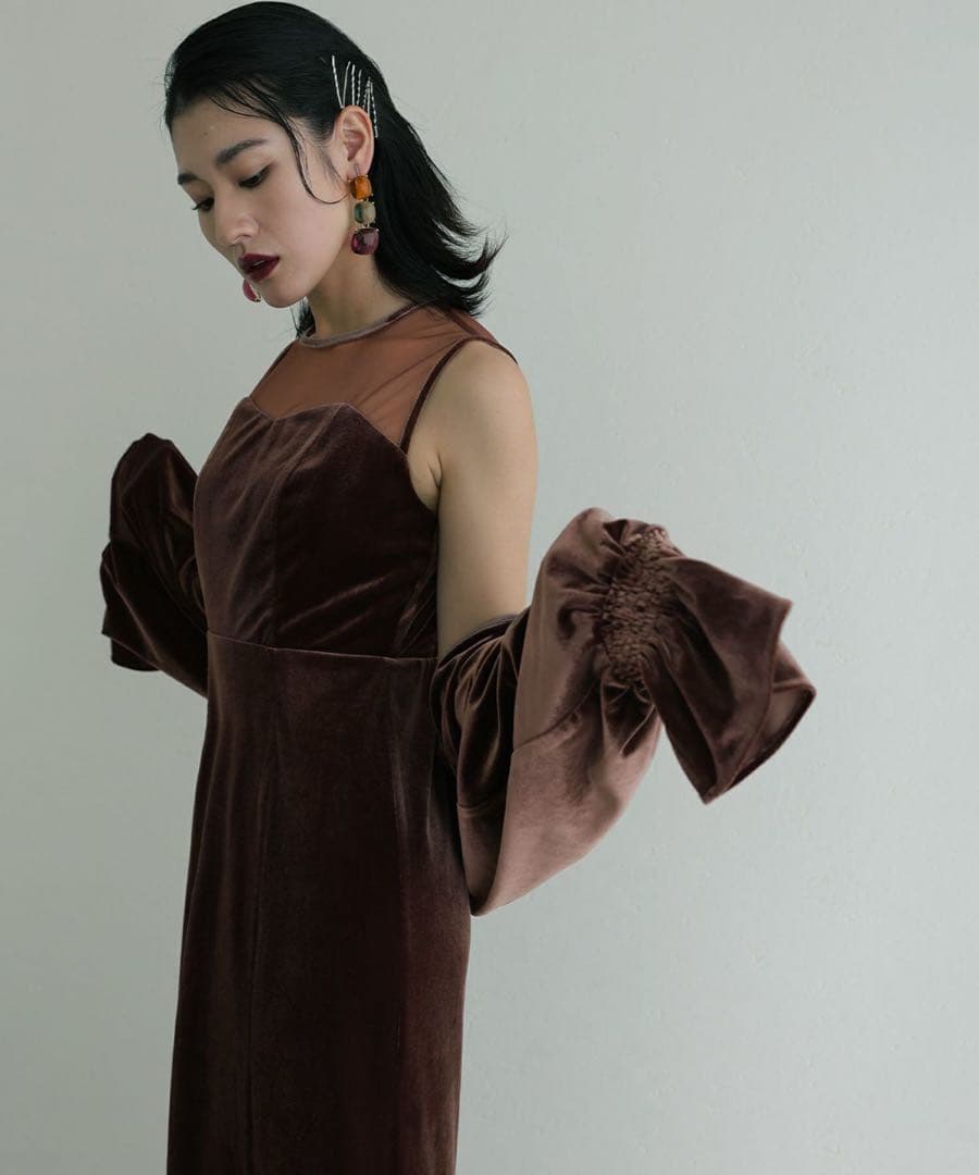 美品 PourVous ボレロセットベロアドレス 結婚式 パーティー お呼ばれ