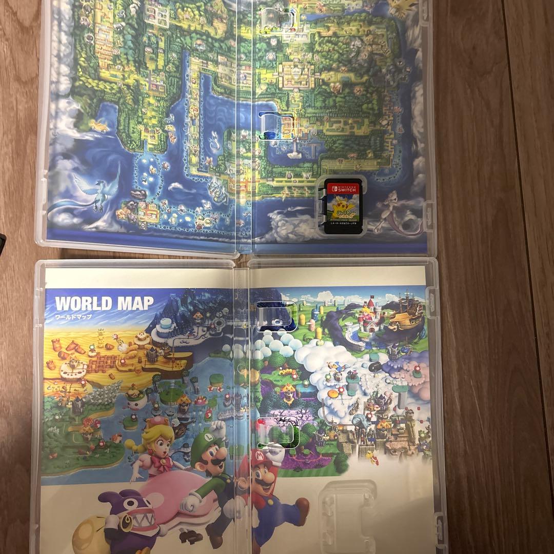 ポケモンレッツゴーピカチュウと マリオのケースの中に画像内のカセット選べます。