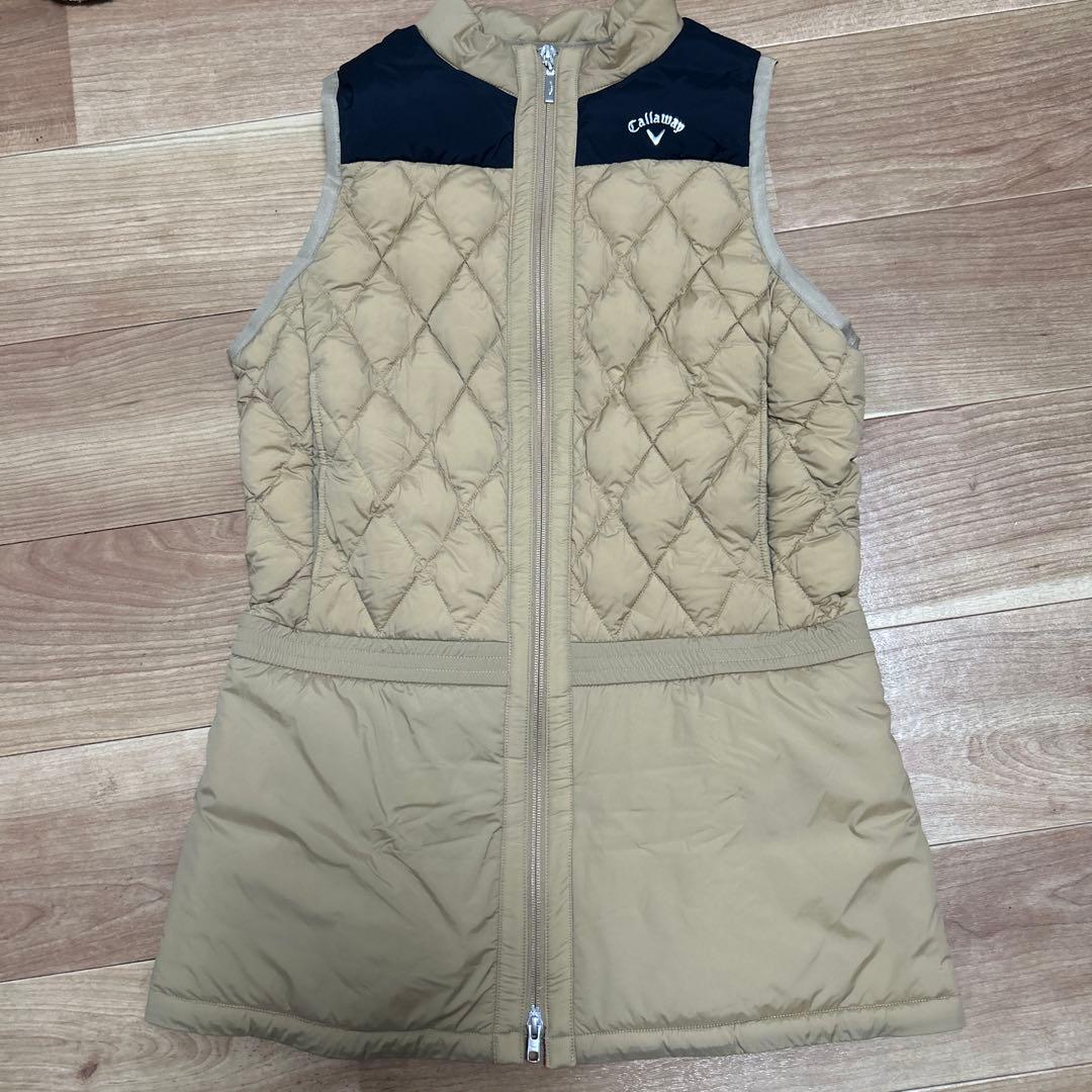 Callaway キャロウェイ　ゴルフウエア　ダウンベスト　ロング丈　ベージュ