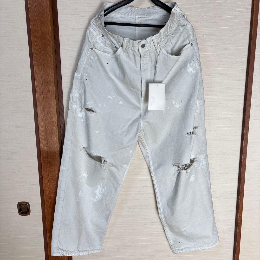 パンツ ANCELLM DAMAGE WIDE 5P DENIM PANTS WHITE