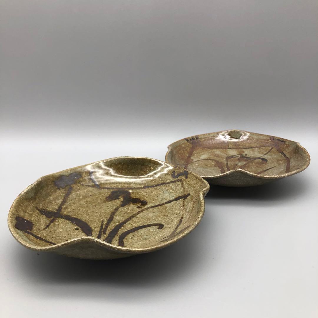 希少年代物唐津焼隆太窯中里粉引ふちなぶり皿5枚セット12-13cm骨董ビンテージ