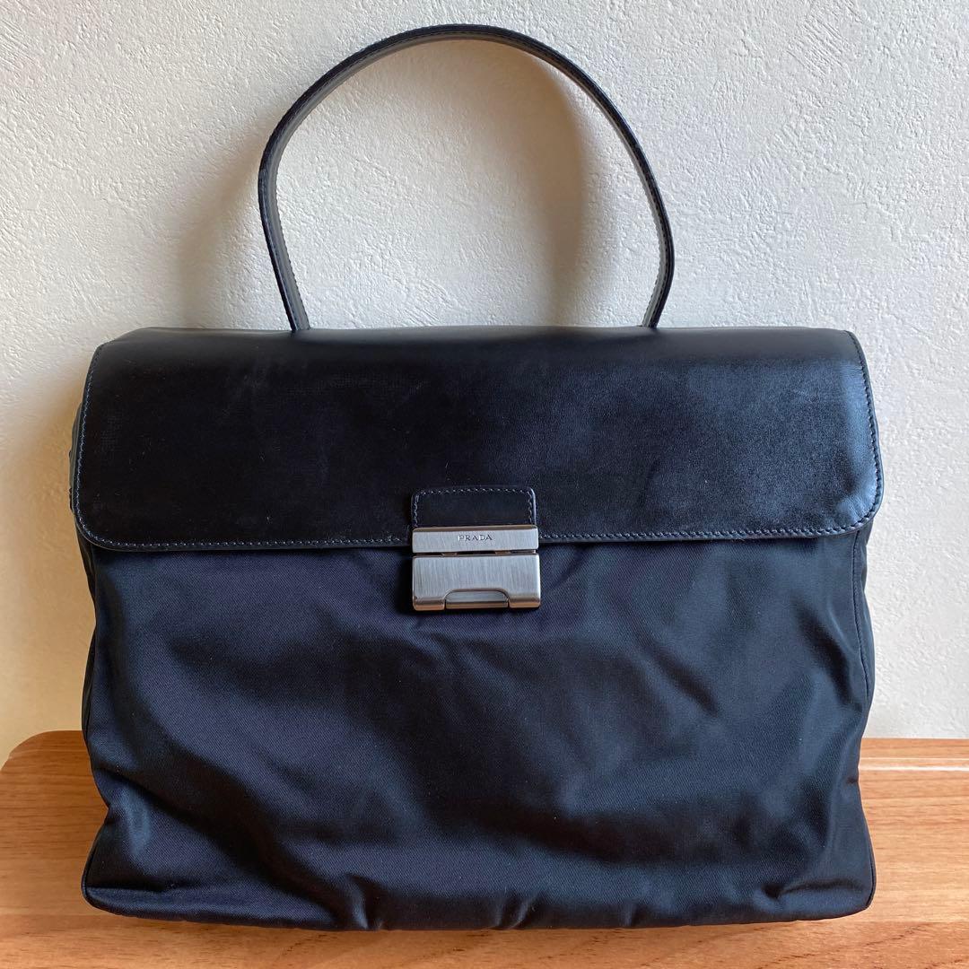 プラダ PRADA ナイロン ハンドバッグ レザーハンドル
