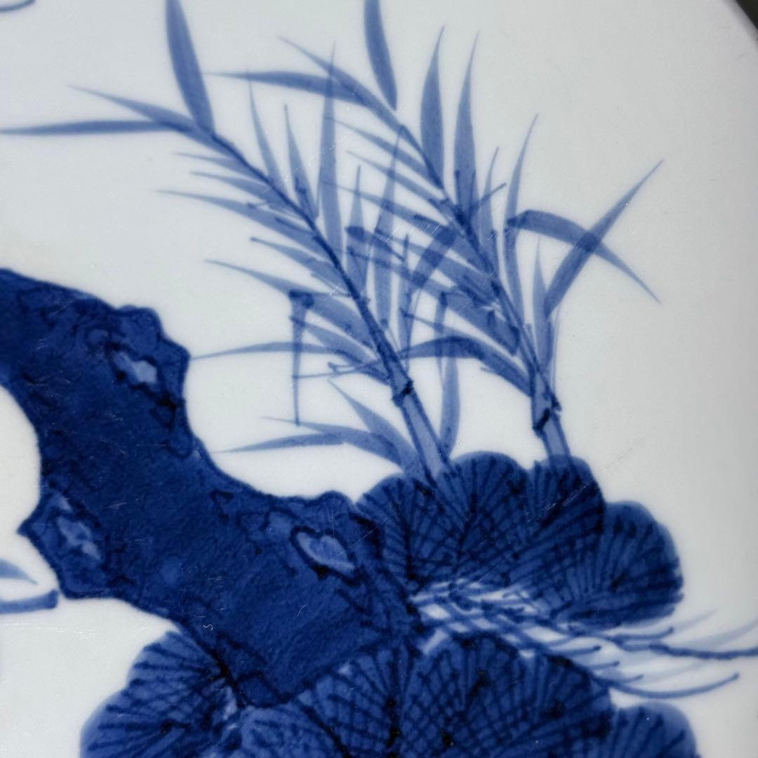 宝暦〜幕末　後期鍋島　染付松竹梅大皿　裏唐草文　蒐集家放出品　同手図録掲載品