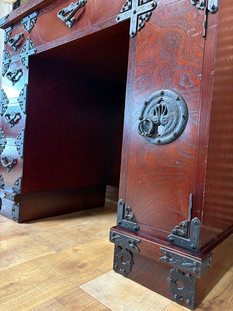 遠野民芸　欅　漆塗　南部鉄　鏡台　ドレッサー　検）岩谷堂　和家具