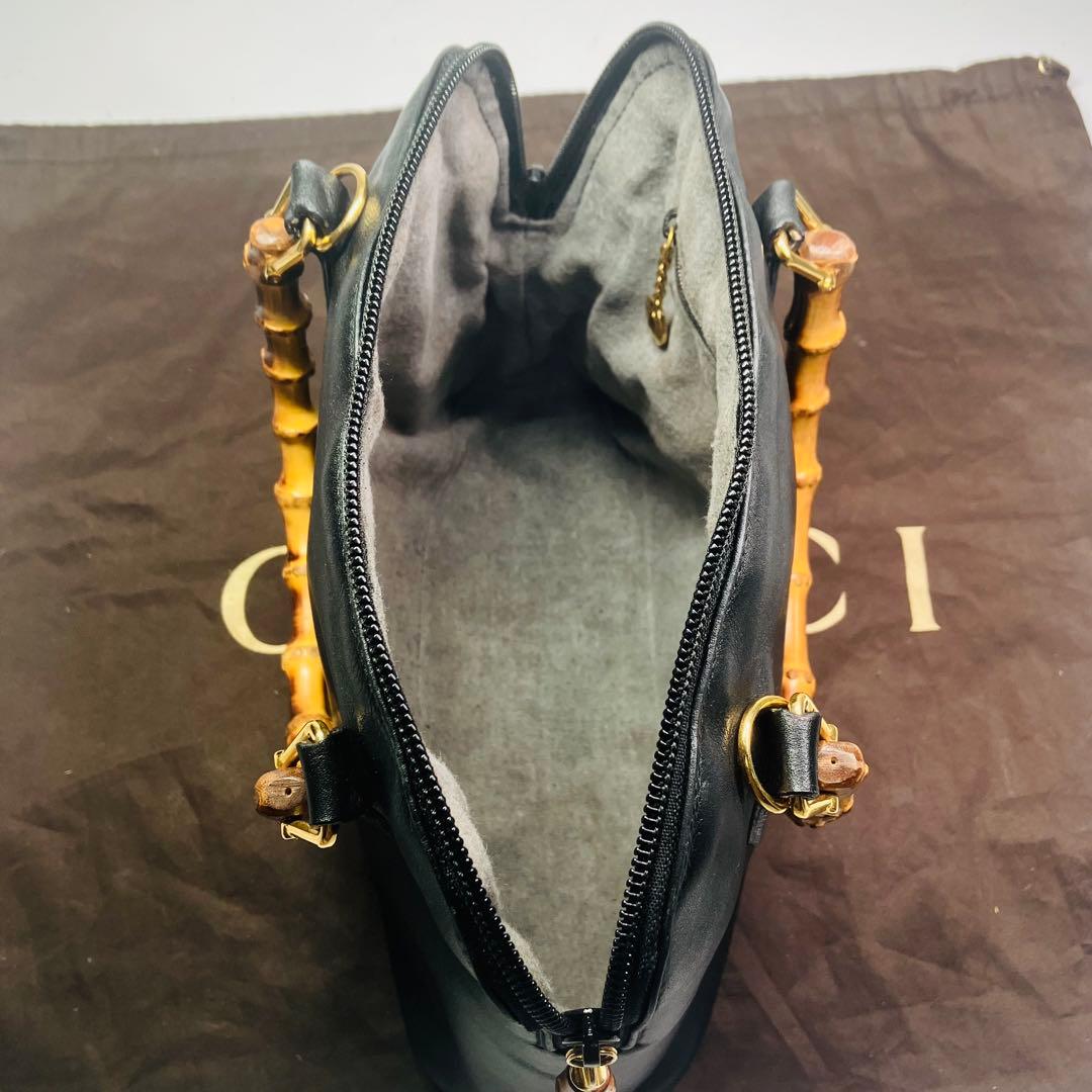 美品　GUCCI オールド　グッチ　バンブー　2way ショルダー　バッグ　黒