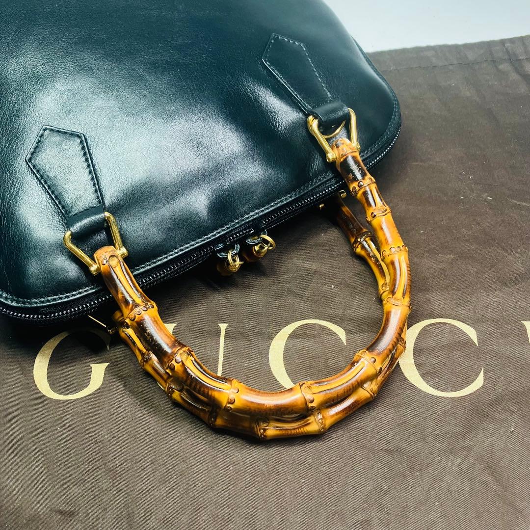美品　GUCCI オールド　グッチ　バンブー　2way ショルダー　バッグ　黒