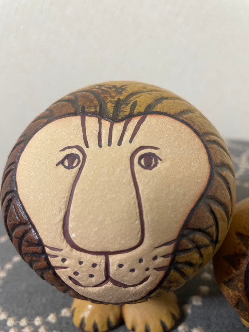 リサラーソン 置物 ライオン セミミディアム（中）&ミニ（小）　2点セット　陶器