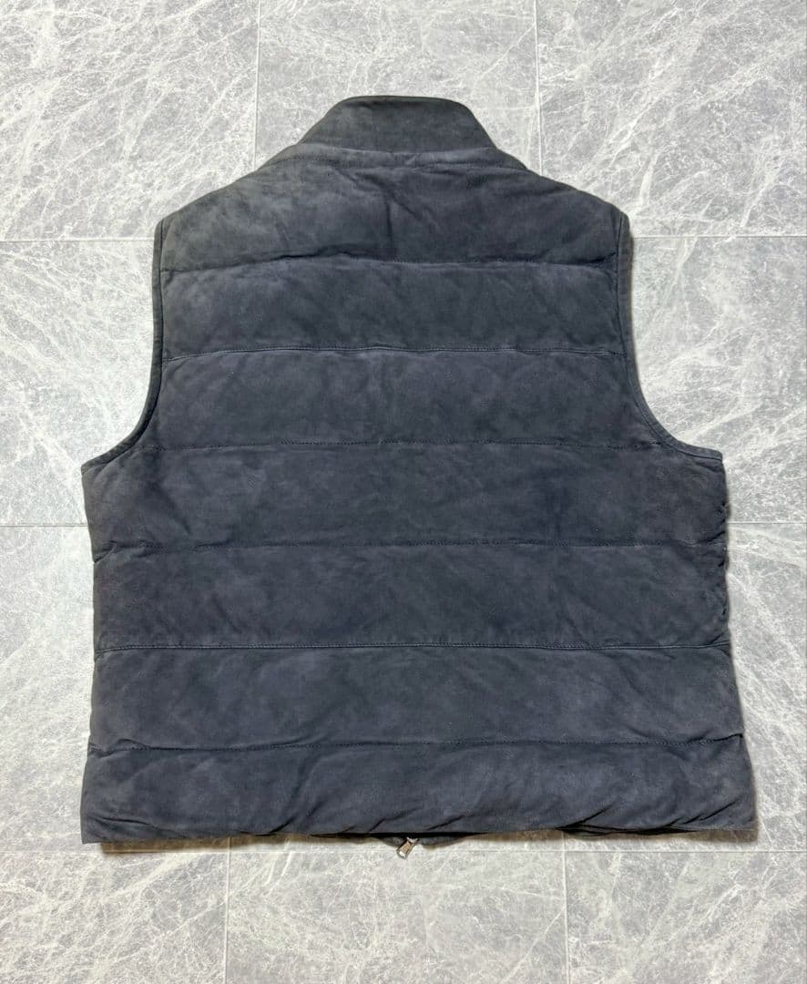 ELEVENTY イレブンティ スエードレザー チェック総柄 ダウンベスト 56